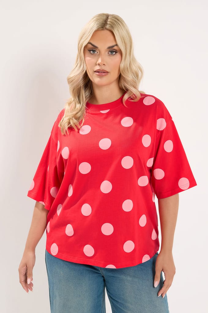 Limited Collection Rood Tshirt Met Stippen Size 40