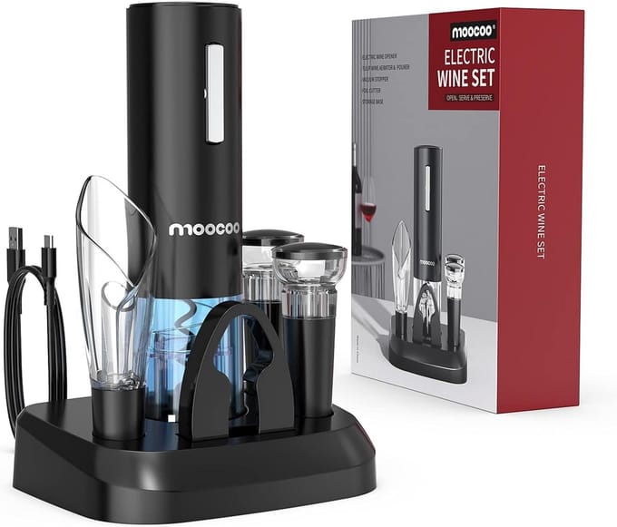 Elektrische Wijnopener Set met Oplaadstation en Aerator