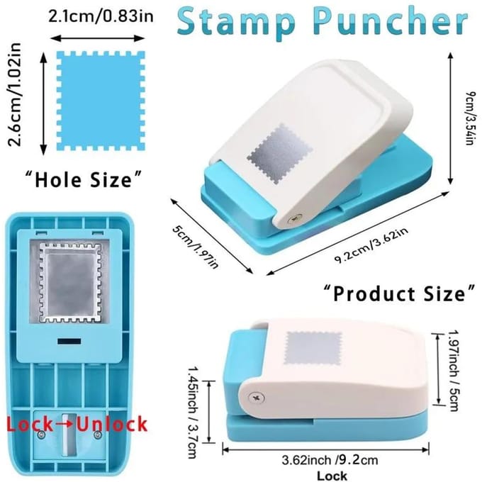 Rechthoekige Postzegel Pons Hendelactie Ambachtelijke Pons voor Papierknutselen Scrapbooking Diverse Materialen Ponsgereedschap Embosser blue