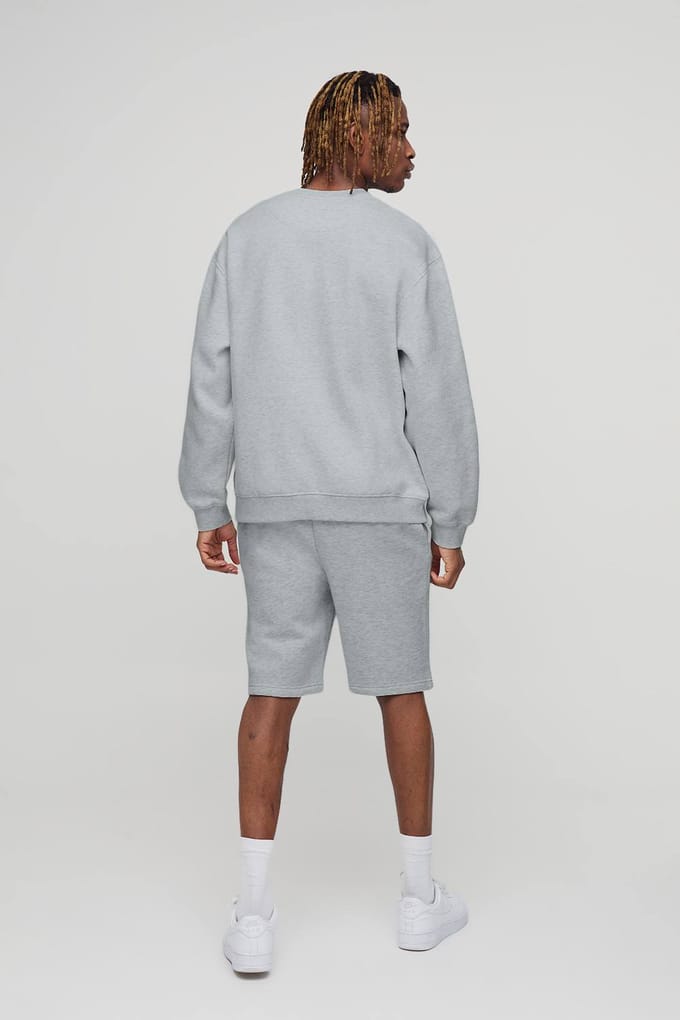 Langslanke pasvorm mid-lengte basic shorts | Grey Marl | Size Medium
