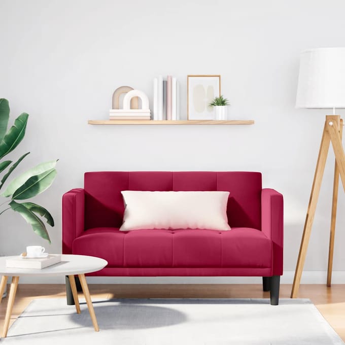 vidaXL - Loveseat - bank - wijnrood - 111 - cm - fluweel