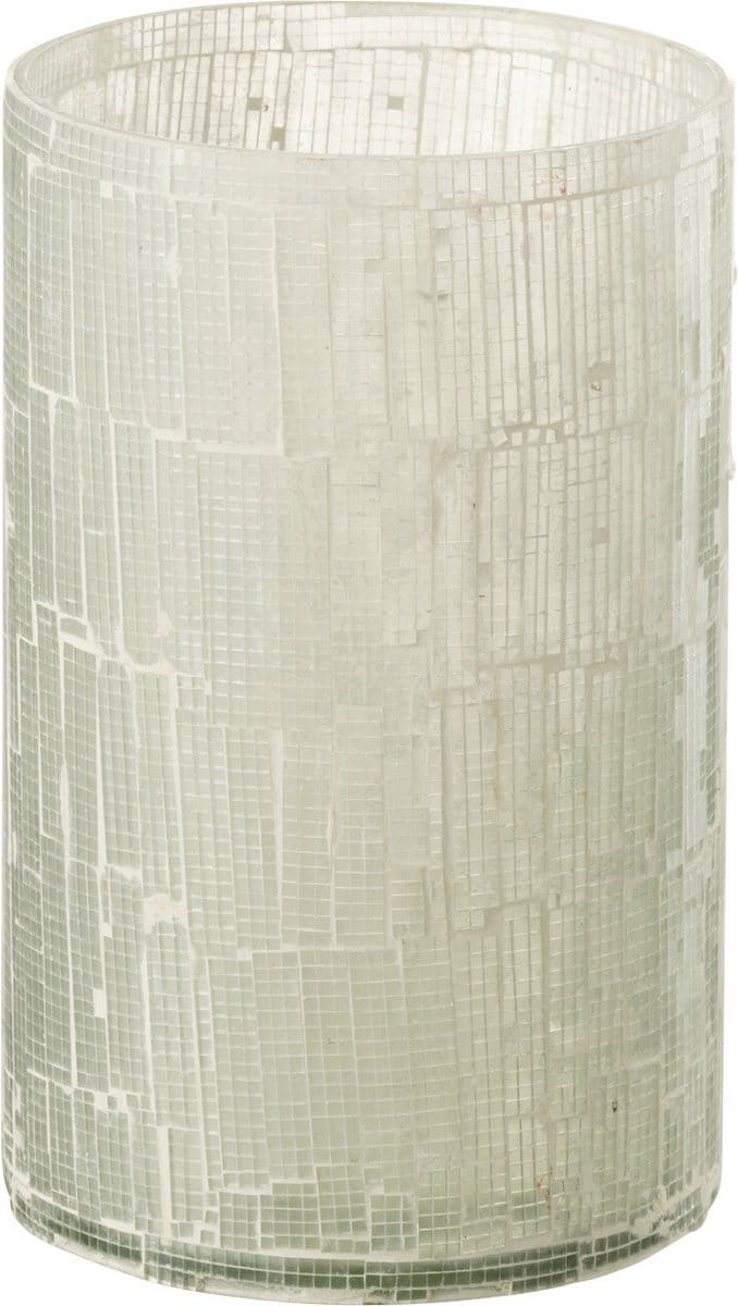 J-Line vaas Mozaiek - glas - lichtgrijs - small - 20 cm hoog