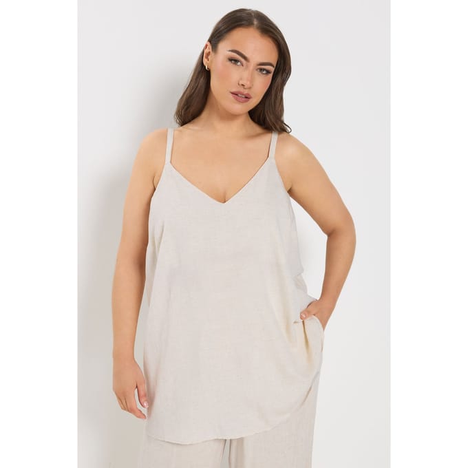 Yours Naturelbruine Linnen Vesttop Size 50-52