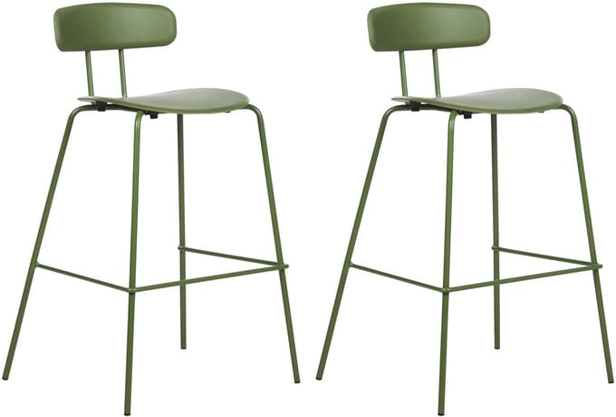 SIBLEY - Barkruk set van 2 - Groen - Synthetisch materiaal