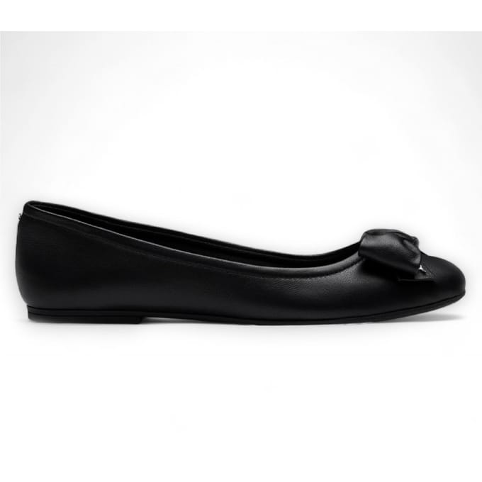 Windsor Smith Zwarte Leren Platte Schoenen Met Strik - Bunny