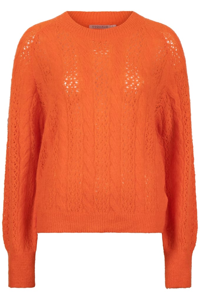 EsQualo Sweater Cable Ajour Orange Größe: S | Pullover Outlet | Damen | Orange