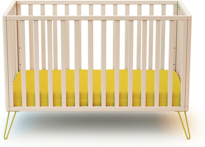 JURABABY Kinderbed ONLY in hout Wit en Geel 60 x 120 cm