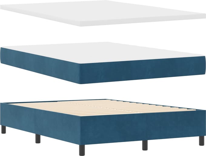 vidaXL - Boxspring - bed - met - kussen - Donkerblauw - 200 - x - 140 - cm - Fluweel