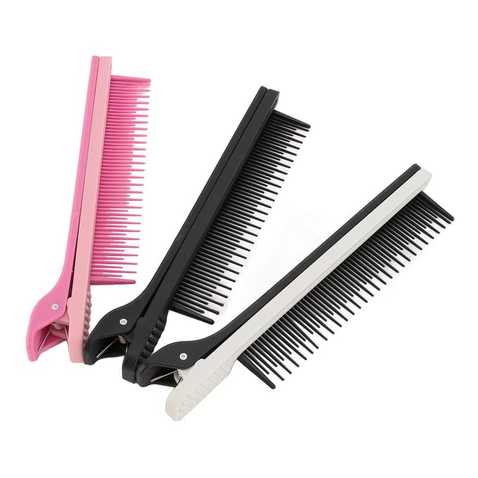 3pcs Peigne à Crêper pour Coiffeur Séparation Fer Plat Peigne Accessoire Clip On Coloration Coiffure pink