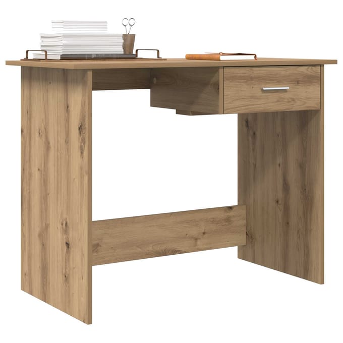 vidaXL - Bureau - Artisan - Eiken - 100 - x - 50 - x - 76 - cm - Bewerkt - hout