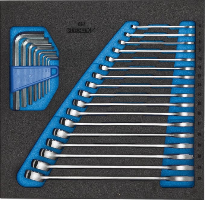 Gedore 2308878 1500 CT2-7 Ring-steeksleutelset 25-delig Sleutelbreedte (metrisch) 07 - 19 mm