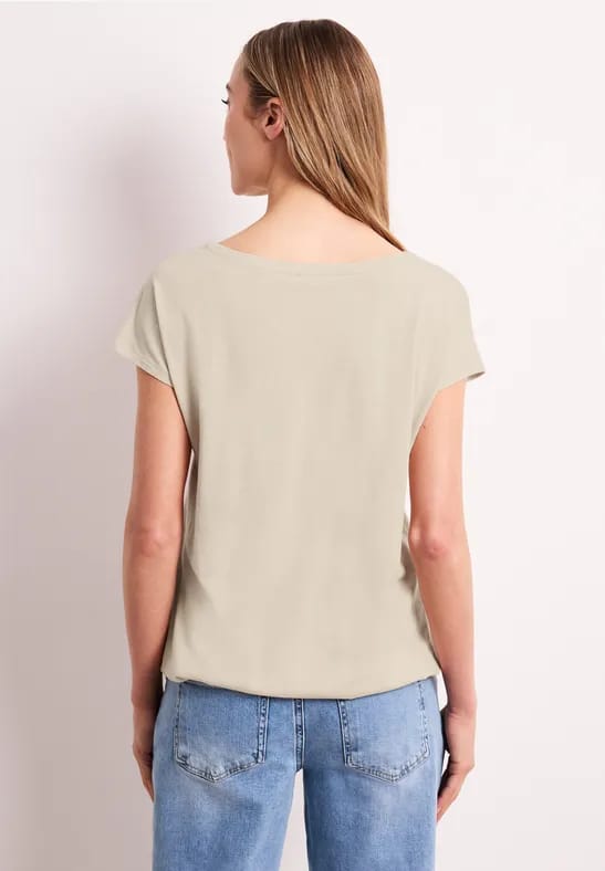 Shirt met ronde hals en rimpels