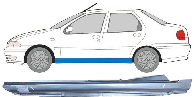 Volledige dorpel voor Fiat Siena 1997-2001 / Links