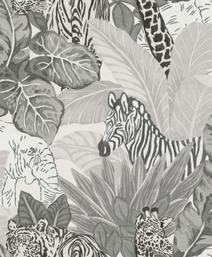 Noordwand - Good - Vibes - Behang - Jungle - Animals - grijs - en - zwart