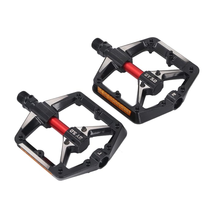 2 Stuks Fiets Pedaal Aluminiumlegering Dubbel Lager Antislip Reflecterend Pedaal Vervanging black