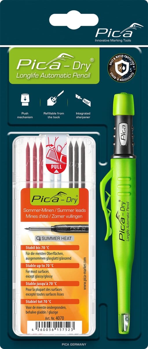 Pica Marker Dry Longlife 3030 + vulling 4070 puntdikte 2B grafiet grijs