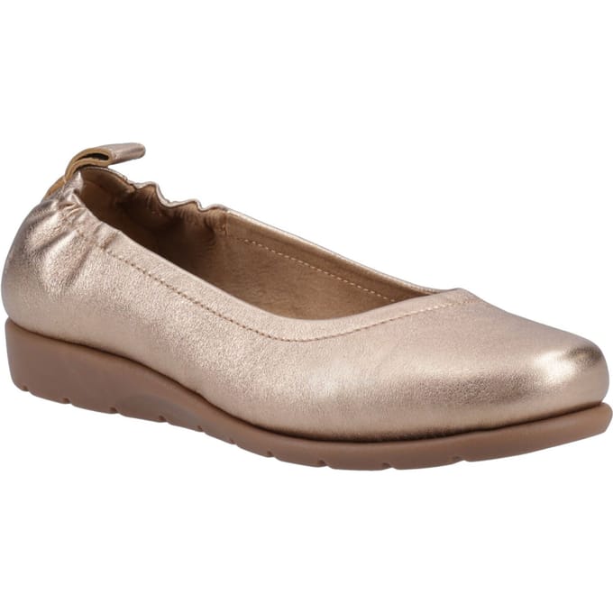 Hush Puppies Skylar Leer Dames Gouden Ballerina's