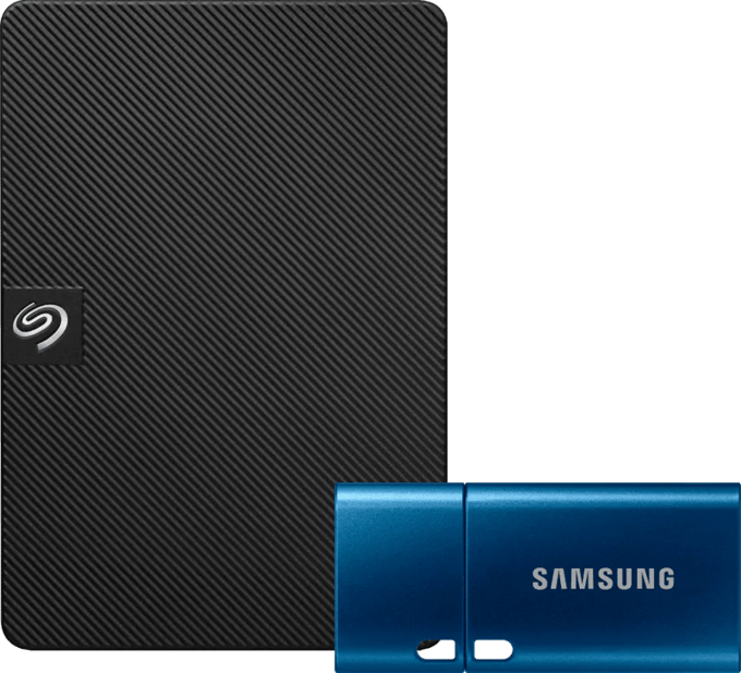 Seagate Expansion Portable 1TB + Samsung USB-C Flash Drive 128GB