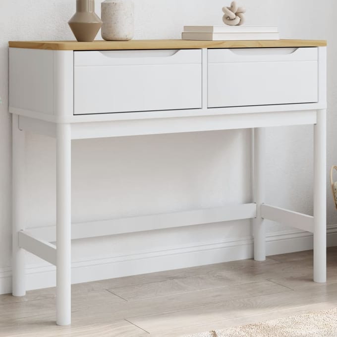 vidaXL - Wandtafel - FLORO - 89,5x36,5x73 - cm - massief - grenenhout - wit