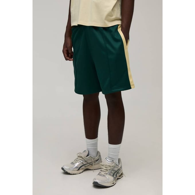 Regular Fit Gestreepte Tricot Jersey Short | Khaki | Size Small
