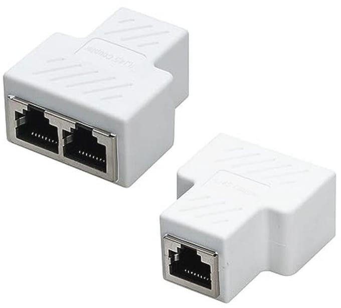RJ45 Vrouw naar Vrouw Splitter Adapter voor Cat 5 / Cat 6 LAN Kabel - Dubbele Connector (2 Stuks)