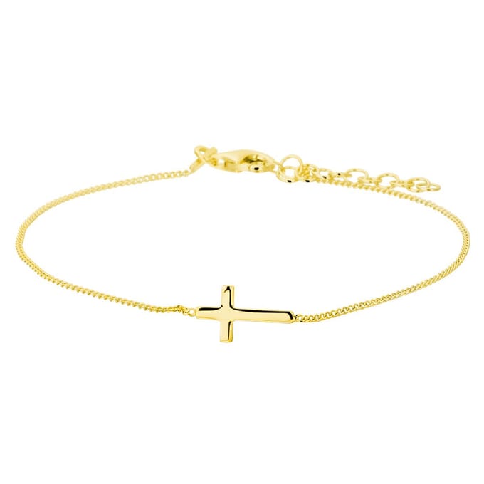 Zilver Verguld (Geel) Armband Kruis 17 + 3 Cm 3 Micron 2103324