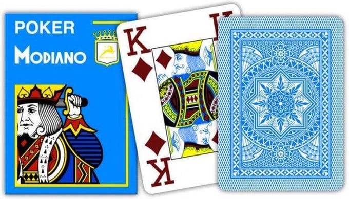 Modiano poker speelkaarten lichtblauw 4 index