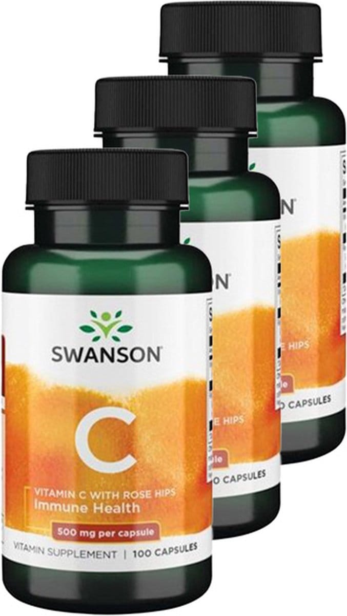 Swanson | Vitamine C 500mg | 100 Capsules | 3 stuks | 3 x 100 stuks