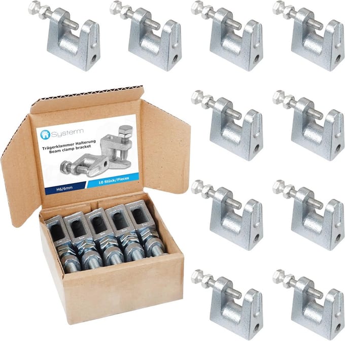 Draagklem voor ventilatiesystemen van gegalvaniseerd staal - M6, M8, M10 - Set van 10 stuks