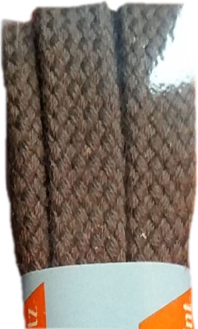 1 Paar medium platte schoenveters - 8 mm breed - 60 cm - Donker grijs - 100% katoen