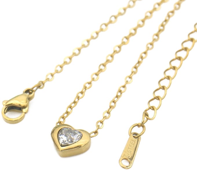 Ketting – RVS – hart – 40-45 cm goudkleurig – valentijn – cadeau