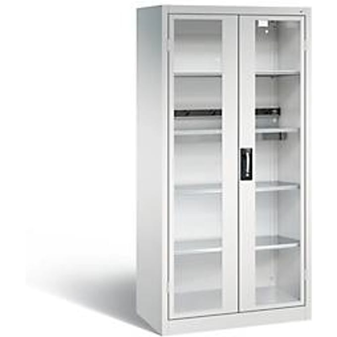 C+P Basic batterijlaadkast met kijkvenster van acrylglas, H 1950 x B 930 x D 500 mm, lichtgrijs