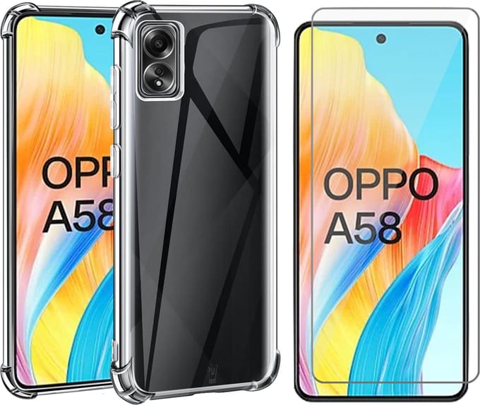 Hoesje geschikt voor Oppo A58 4G - Screenprotector Glas - Shockproof Transparant