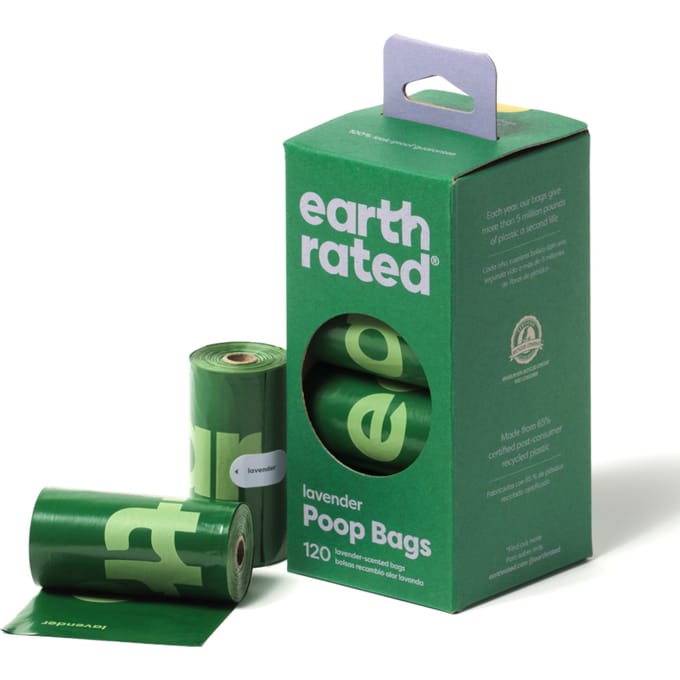 Earth Rated, sacs à déjections canines, parfum lavande, 120 sacs, 8 rouleaux de recharge blue