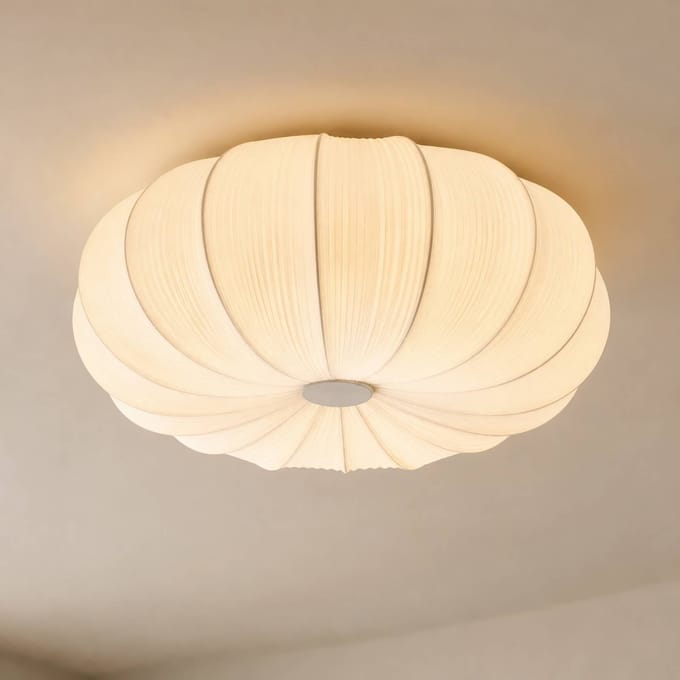 Lindby plafondlamp Marielle, Ø 55 cm, wit, textiel, 3x E27