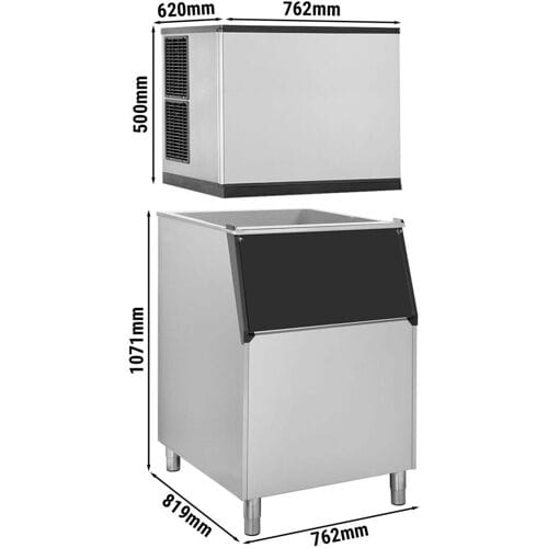 GGM Gastro Eiswürfelbereiter - Würfel - 212 kg /24 h - inkl. Eisvorratsbehälter Zilver