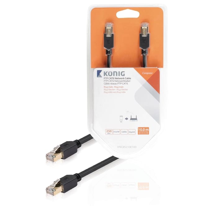 Konig KNC85210E100 - Netwerkkabel - RJ45 - 10 m - Grijs