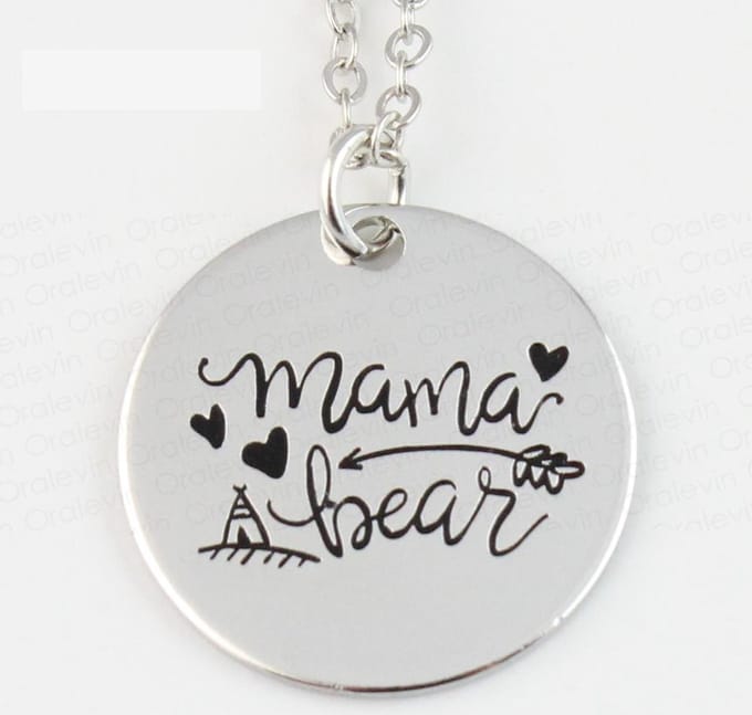 Moeder ketting | Mama bear | zilverkleurig