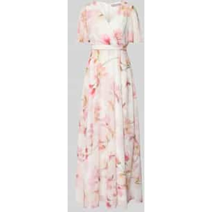 maxi-jurk in all-over look met tailleband