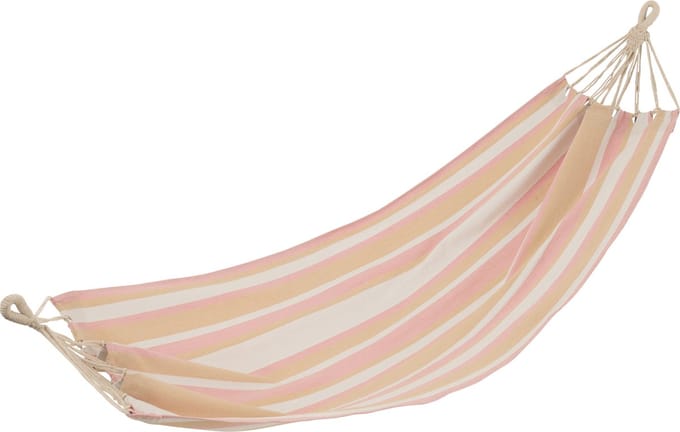 J-Line hangmat Strepen - katoen/polyester - wit/beige/lichtroze