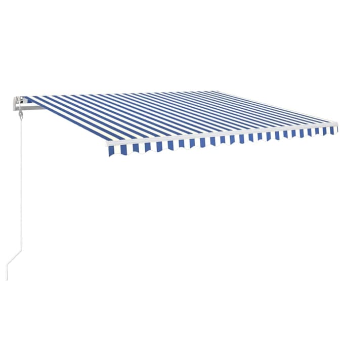 vidaXL - Luifel - automatisch - met - LED - en - windsensor - 400x350 - cm - blauw - wit