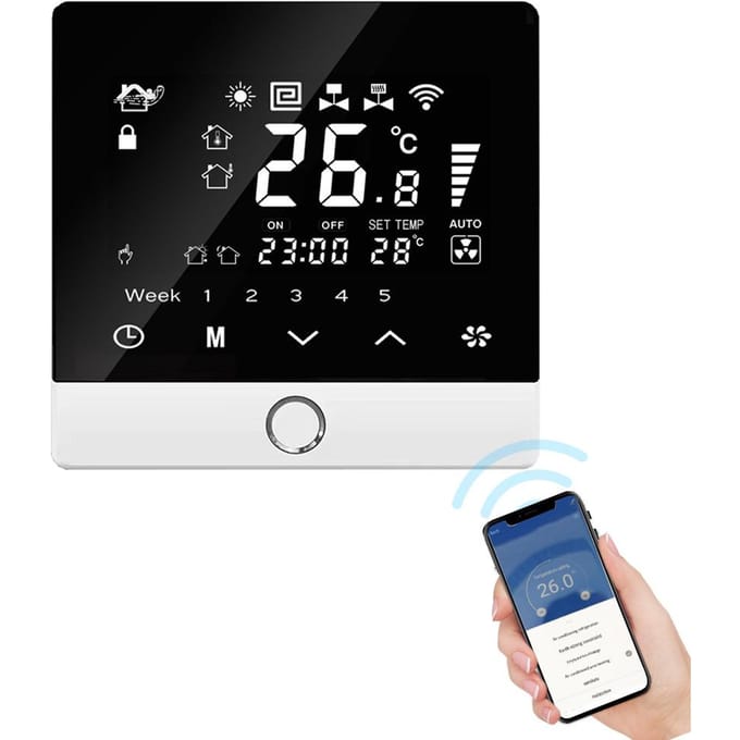 WiFi Slimme Thermostaat 5+2 Programmeerbaar Energiebesparend 3A Waterverwarming Tuya Spraakbesturing Thermostaat WiFi 3A Water Heating wit