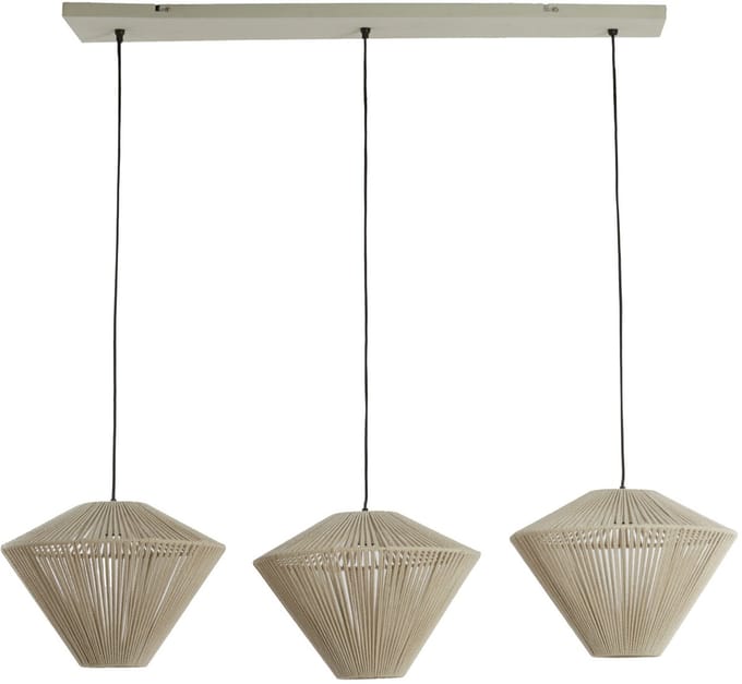 Light & Living Hanglamp Felida 3-lamps - Crème - Japandi