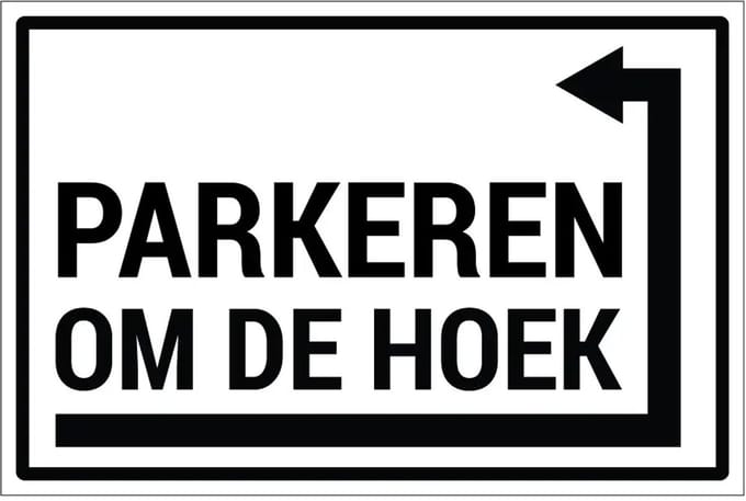 Parkeren rechts om de hoek sticker | 45 x 30 cm