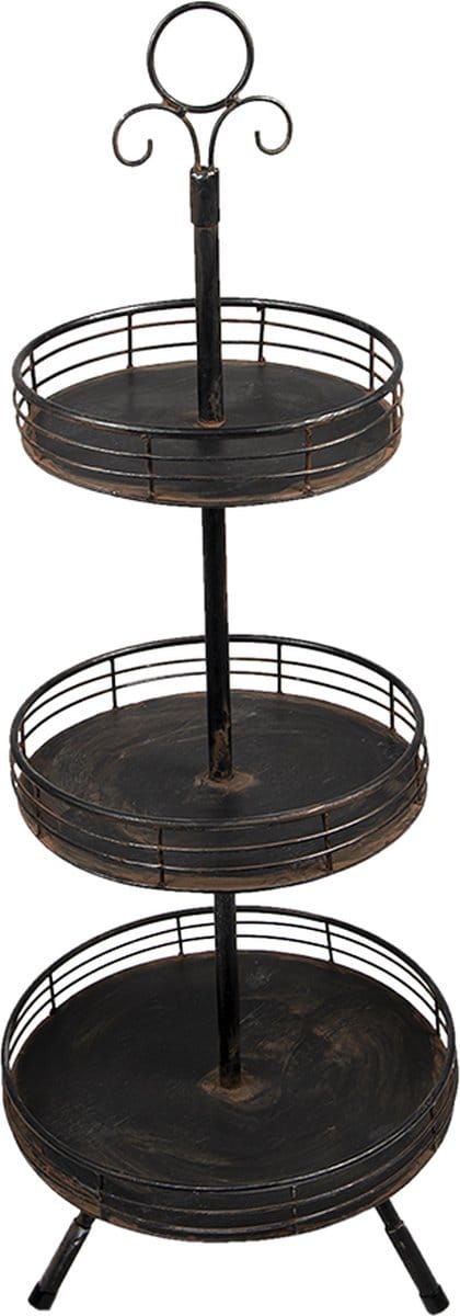Clayre & Eef Etagère 3 laags 95 cm Zwart IJzer