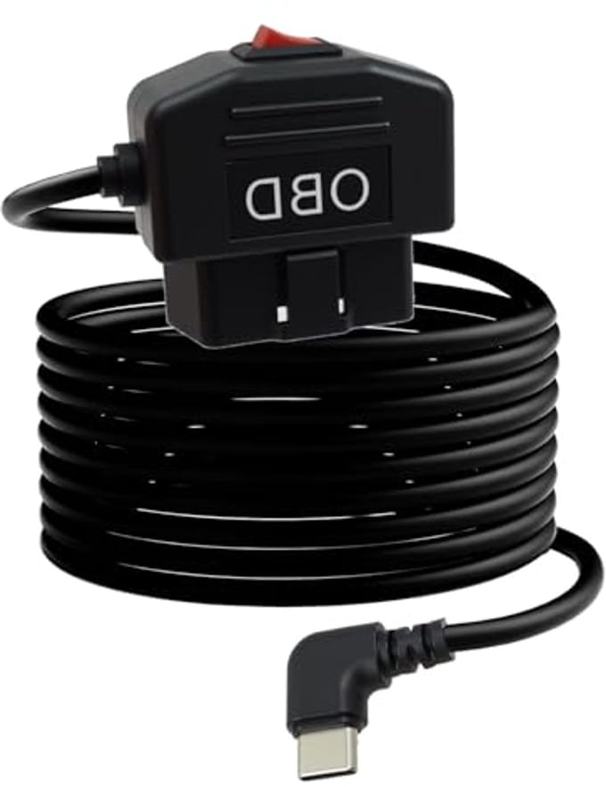OBD-stroomkabel voor dashcamera's - 3,5m hardwire kit met schakelaar en 24/7 bewaking