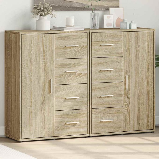 vidaXL - Dressoirs - 2 - st - 60x31x84 - cm - bewerkt - hout - sonoma - eikenkleurig