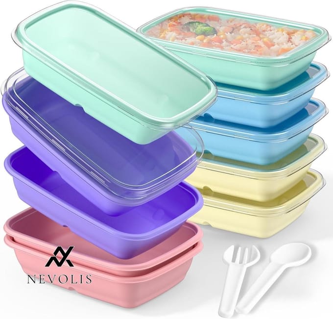 Nevolis 10 stuks maaltijdbereidingscontainers 1 compartiment herbruikbare voedselbereidingscontainers - vaatwasser-/vriesbestendig .