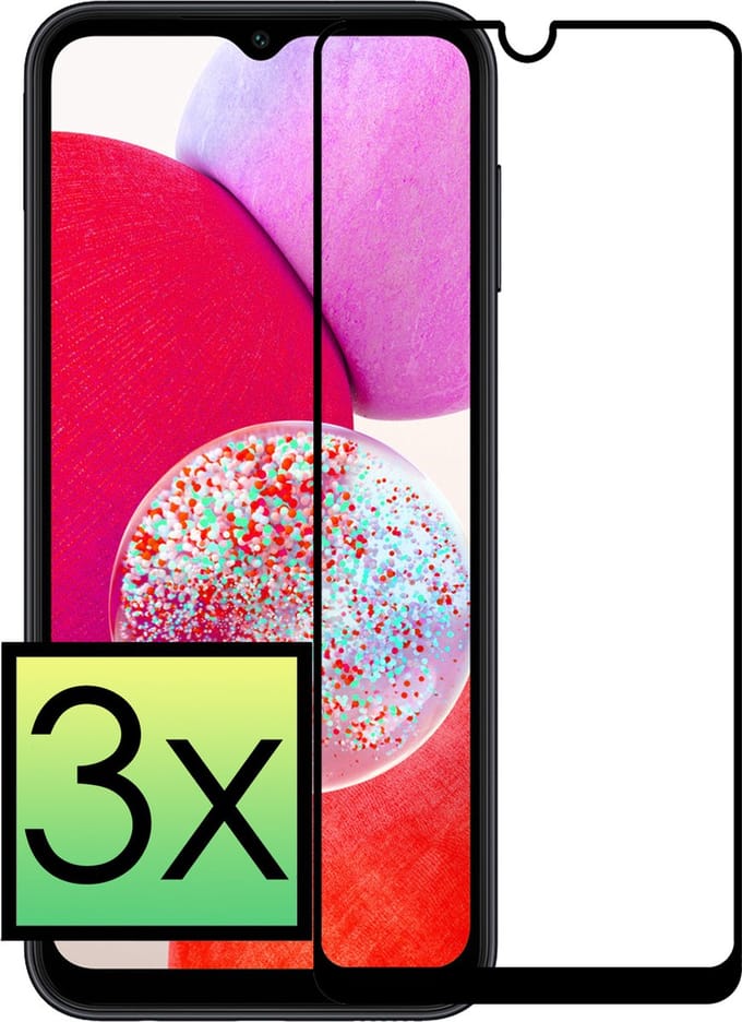 Screenprotector - 3 Stuks - Geschikt voor Samsung Galaxy A14 - Full Cover - Beschermglas - Gehard Glas - Tempered Glass - Screen Protector