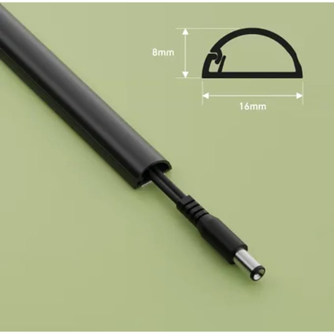 D-line Zelfklevende Kabelgoot Halfrond 16x8mm 2m Zwart